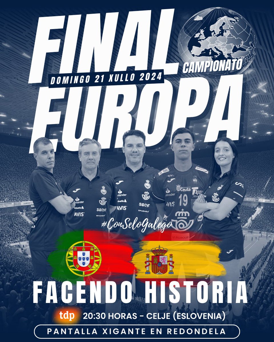 𝐅𝐢𝐧𝐚𝐥 𝐝𝐨 𝐂𝐚𝐦𝐩𝐢𝐨𝐧𝐚𝐭𝐨 𝐝𝐞 𝐄𝐮𝐫𝐨𝐩𝐚!!

Chegou o día!. Final ibérica e coa oportunidade de resarcirnos da derrota na Main Round ante Portugal.

Non hai excusas para non estar #NONPODEFALTARNINGUÉN. 

Lembramos que a partir das 19:30 haberá una pantalla xigante