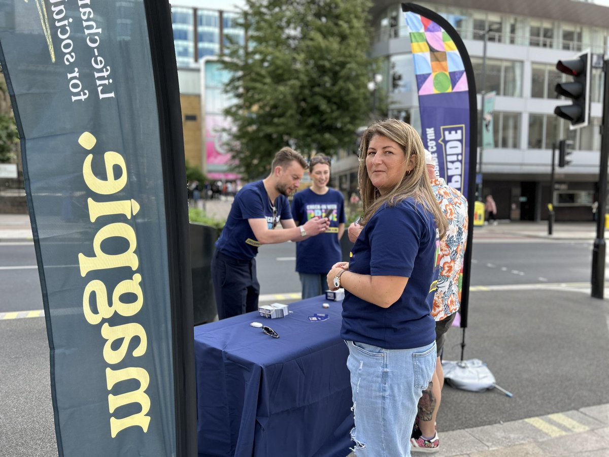 A simple conversation can make a big difference to someone’s mental wellbeing. The <a href="/we_are_magpie/">magpie</a> team is having conversations at City Square for #LeedsPride today. Most people we’ve talked to are in good spirits. For anyone who might be struggling, visit CheckInWithPride.co.uk