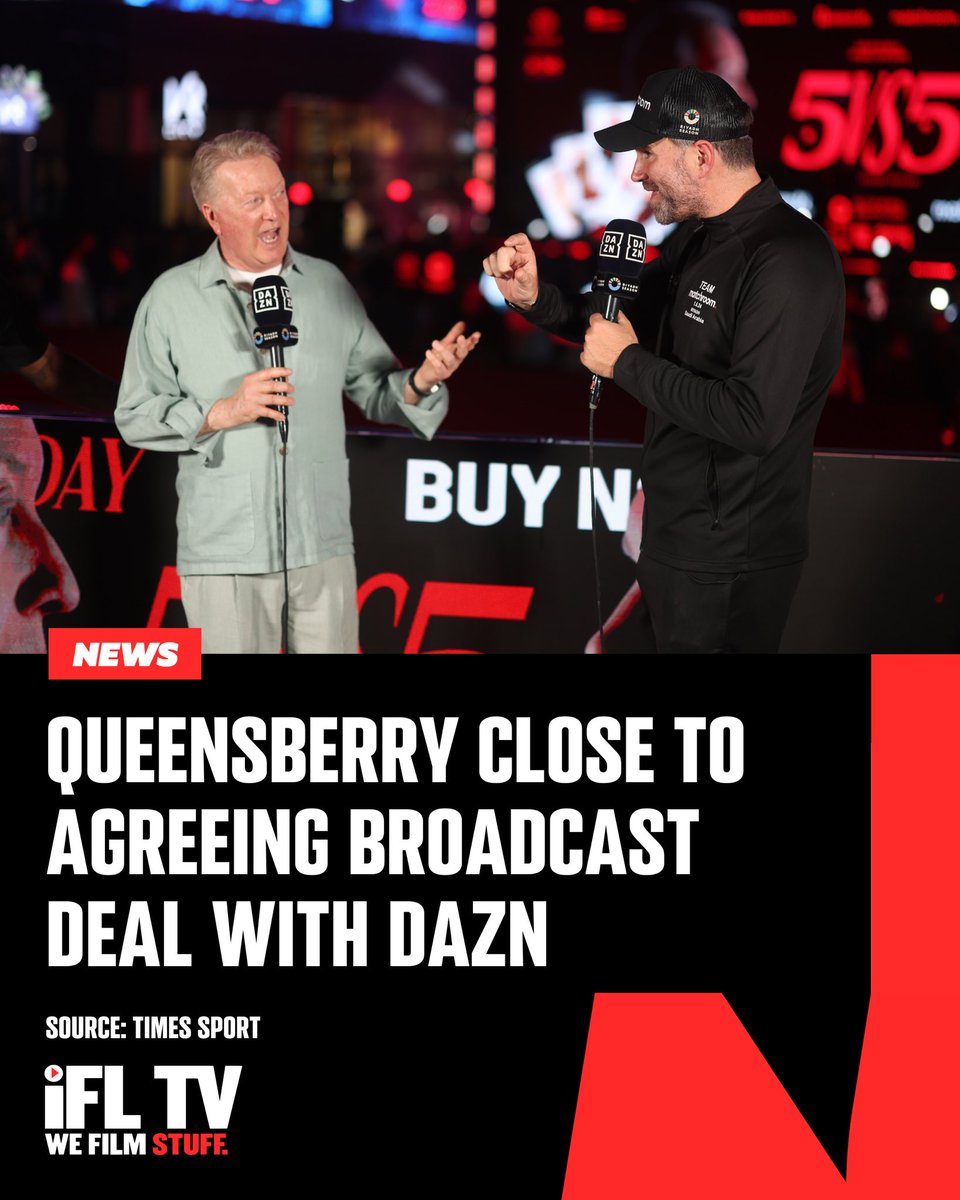 IFLTV's tweet image. QUEENSBERRY CLOSE TO AGREEING DAZN DEAL ‼️

Queensberry Promotions are reportedly close to agreeing a broadcast deal with DAZN 📺

Their deal with TNT Sports is set to run out in 2025.

Thoughts? 🤔

#BoxingNews | #DAZN | #BoxingWorld