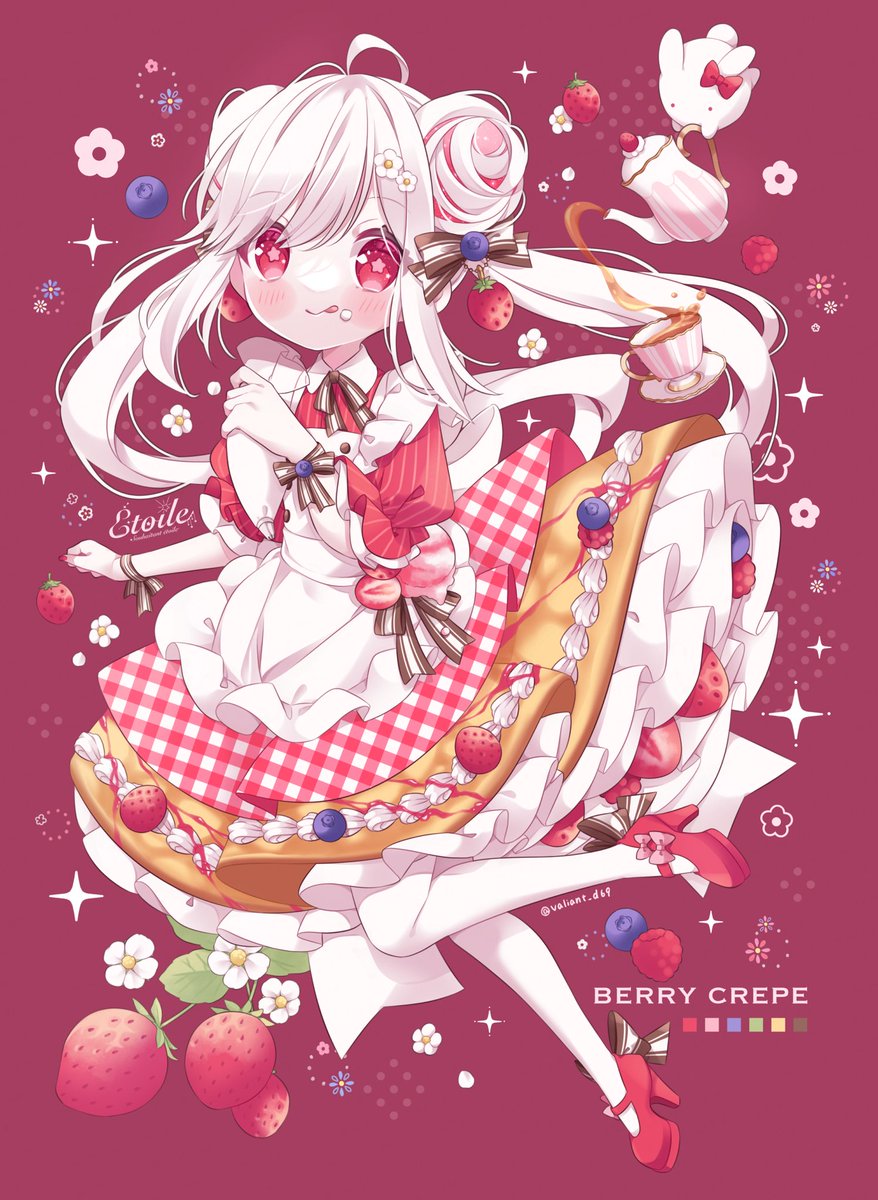 「3種ベリーのクレープでティータイム#創作 #オリジナル #ねがいぼしのエトワール」|葛原カズヤのイラスト