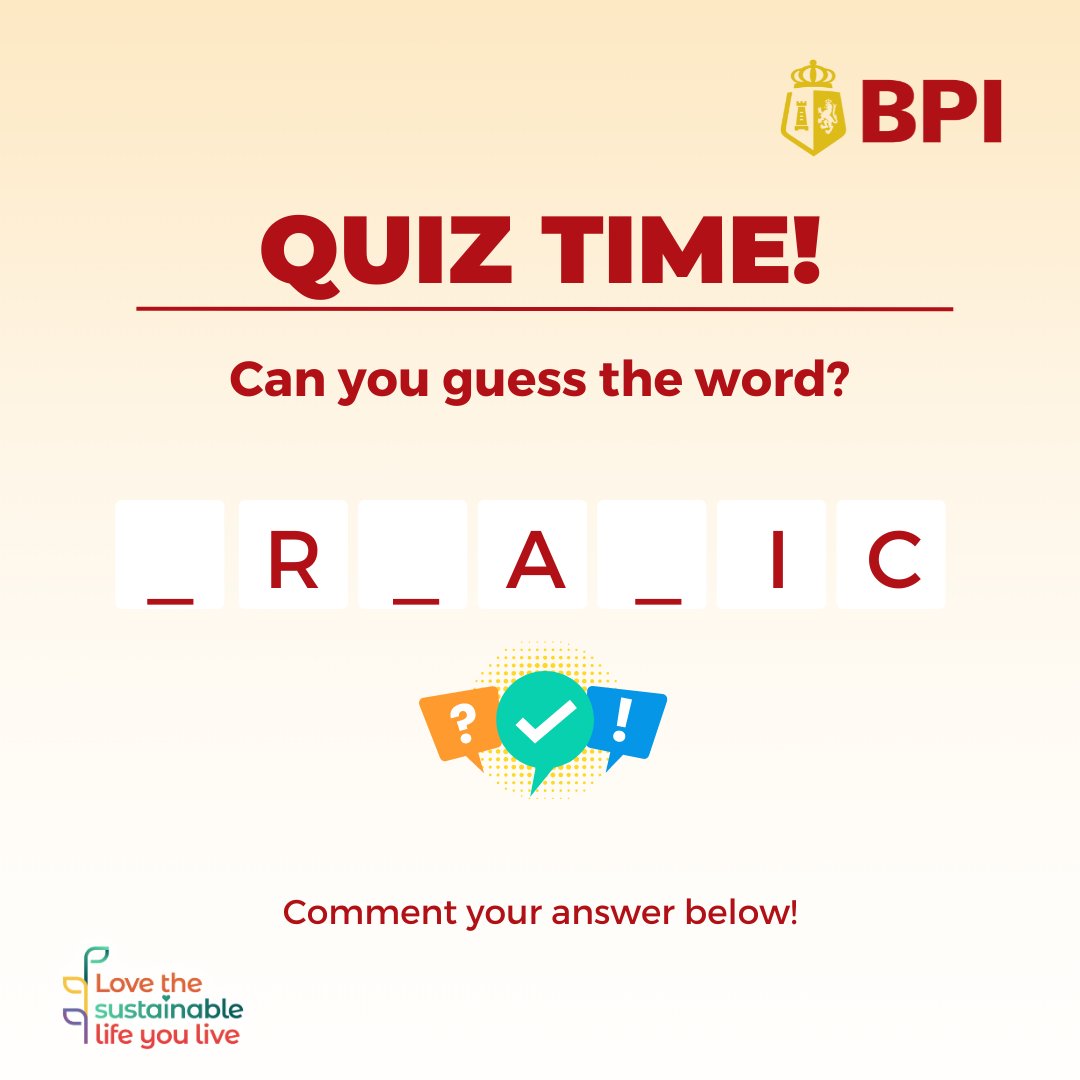 It's quiz night again! Are you ready for yet another brain teaser?  

Here’s a puzzle for you to solve! Here's a clue: this refers to products grown without using synthetic fertilizers and pesticides, which are harmful to ecosystems.

#LiveAMoreSustainableLife