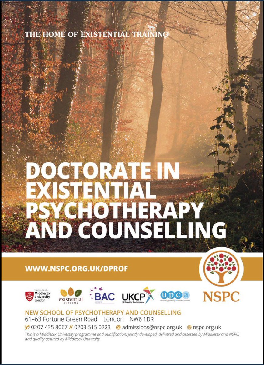 NSPCinfo's tweet image. Three of our flag ship programmes. 

Consider changing your life and becoming a counselling psychologist or a psychotherapist, while earning a masters or a doctorate. 

#existential 
#education
#training