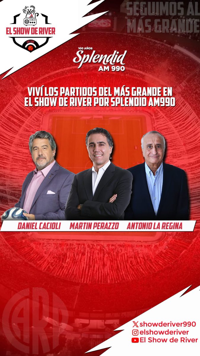 munecoperazzo's tweet photo. El @showderiver990 también se refuerza 
Que dupla de comentaristas de lujo tendremos en @splendidam990 
Bienvenido @DanielCacioli con el Pequeño Ilustrado @laregina02 la van a romper. 
Los esperamos en #River #Lanus x #LaMasFutbolera #AM990 y también en nuestro canal de YouTube https://t.co/y1WIWQbovH