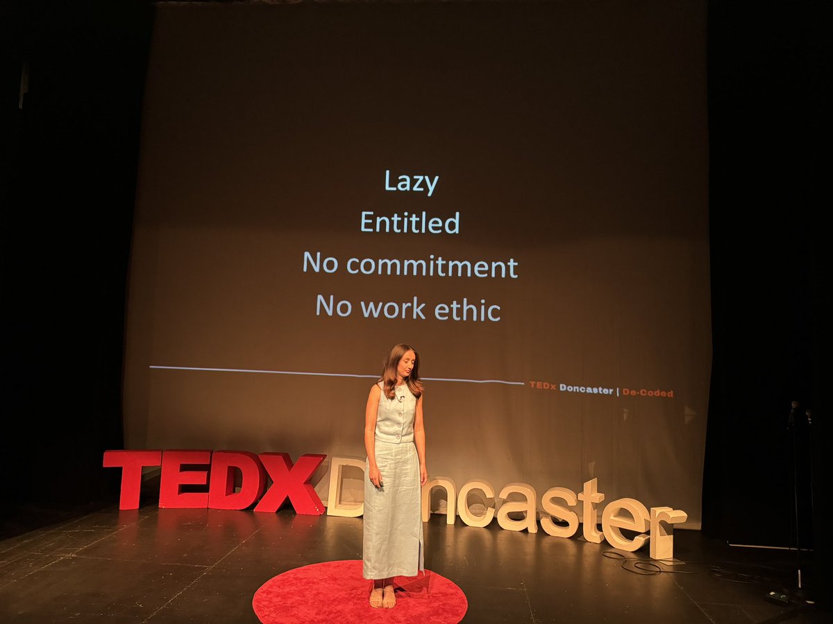 Heather Elkington at <a href="/TEDxDoncaster/">TEDxDoncaster</a> on How to make GenZ workers happy, starts by understanding the world they have been brought up in. 5 values they respond to - TAPES: Transparency, Authentic, Progression, Elasticity, Safety. <a href="/MyDoncaster/">City of Doncaster Council</a>