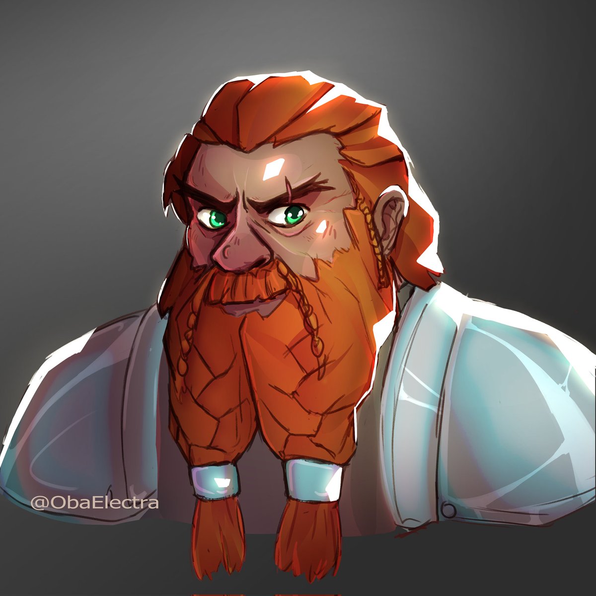 ObaElectra's tweet photo. Beldek, our cleric. Permanently sick of our nonsense as all clerics should be. Managed to get his armour blessed by his God and fought with the power for the sun #dnd #dungeonsanddragons #digitalart #art https://t.co/xp5nyVAdaZ