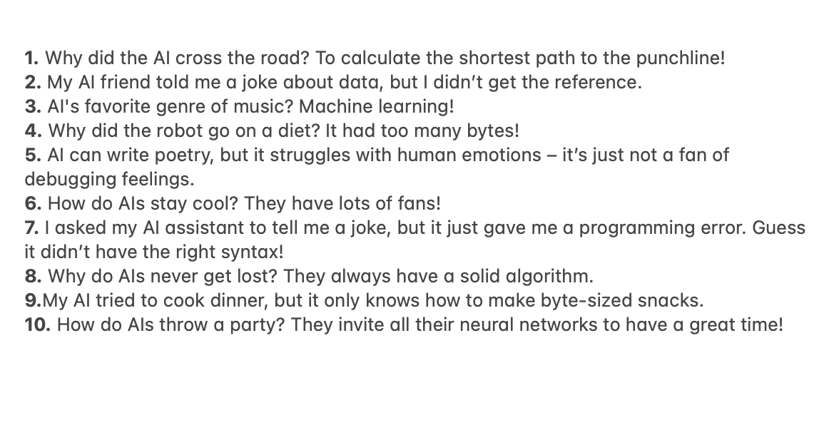 jessetheendless's tweet photo. Day 20 of #100DaysofAI🧪
Today I used AI to aid my creative writing by using @sudowrite📝 to write a fiction story & #Checklet to polish some jokes about AI
Here are some "jokes" 😆 https://t.co/bvcxBCRK66