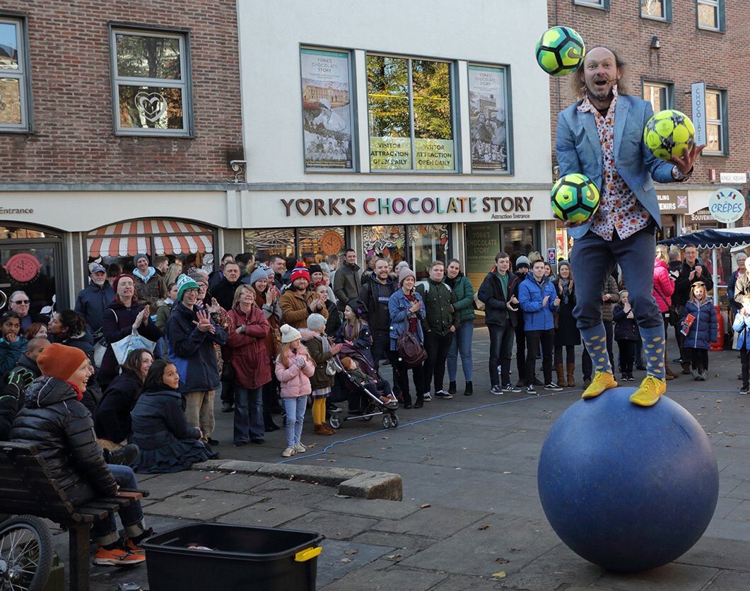 kingssquareyork's tweet image. Street shows today in the square #juggling #walkingglobe #streetshow