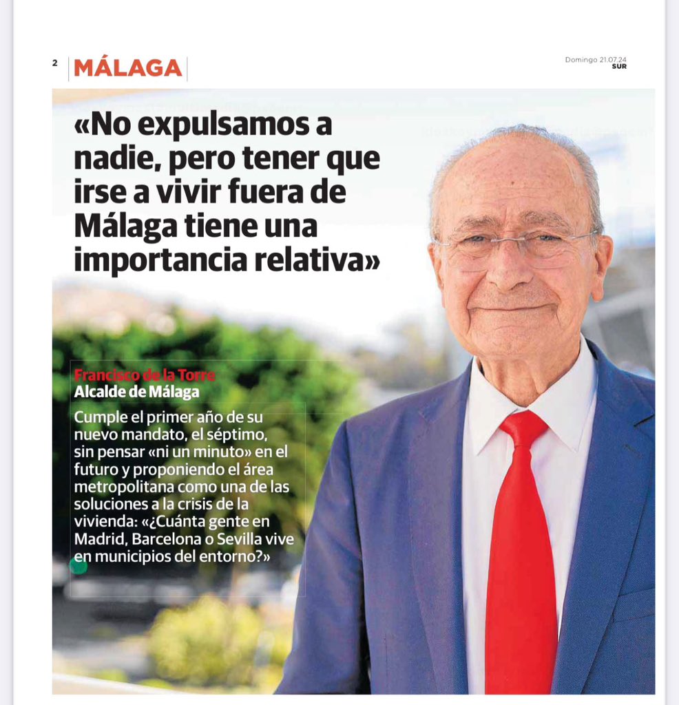 El problema no es lo que el Sr. Alcalde sea capaz de decir, el problema es que los malagueños sigamos callados y en casa sin que nada cambie.
Siguen riéndose de nosotros y jugando con nuestras raíces, pero todo da igual.
No es cuestión de derechas ni izquierdas, es DIGNIDAD.