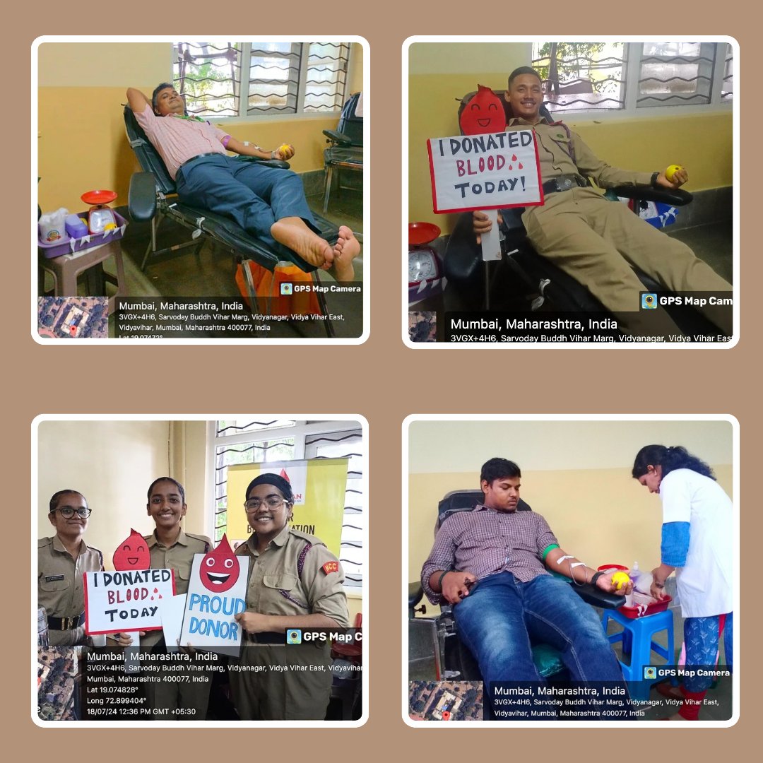 nsskjsac's tweet photo. The N.S.S. Unit of KJSAC organised a Blood Donation Camp in collaboration with Rajawadi Hospital on 18th July, 2024. During the camp, 42 blood units were collected all thanks to the Donors, Doctors and Volunteers. 💉
.
.
.
#blooddonation#blooddonationsaveslives#nsskjsac https://t.co/Hd3PSwNNnx