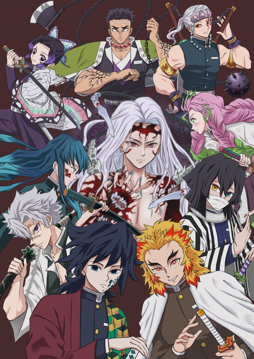 luce_ayase's tweet photo. 『鬼滅の刃』柱集結
私にとって絵を描くことは「好き」を消化する重要な役割があると思う
　
#鬼滅の刃　 #柱集結 　#鬼舞辻無惨 https://t.co/sD54nsXbMD
