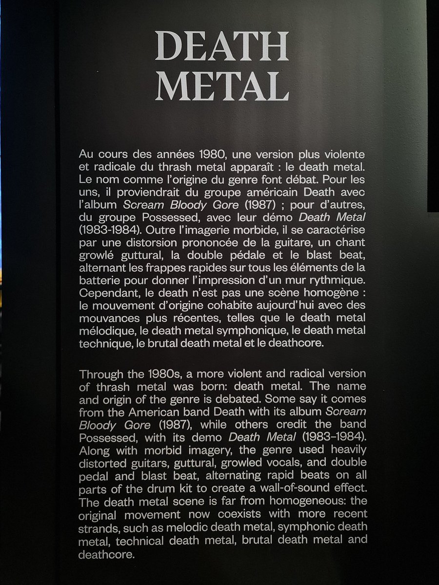 CeliaAtParis's tweet photo. 🎶👨🏻‍🎤👩🏿‍🎤🎸🥁🤘🏻🤘🏿👹☠️ METAL - Diabolus in musica @ Philharmonie de Paris

📍221 Avenue Jean Jaurès
https://t.co/VNZQc48Qjb

#XIXè #art #musique #exposition #triton #distorsion #saturation #voix #blastbeat #shredding #moshpit #contreculture #mythe #imaginaire #peinture #littérature #Baudelaire #HPLovecraft #JRRTolkien @GigerArt #horreur #heroicfantasy #occultisme #diable #bandedessinée #cinéma #artcontemporain #hardrock #heavymetal #hardcore #thrashmetal #deathmetal #speedmetal #blackmetal #nu #powermetal #instrument #concert #iconographie #subversion #transgression #provocation #contestation #metalhead #headbang #guitarhero #circlepit #wallofdeath #periodroom