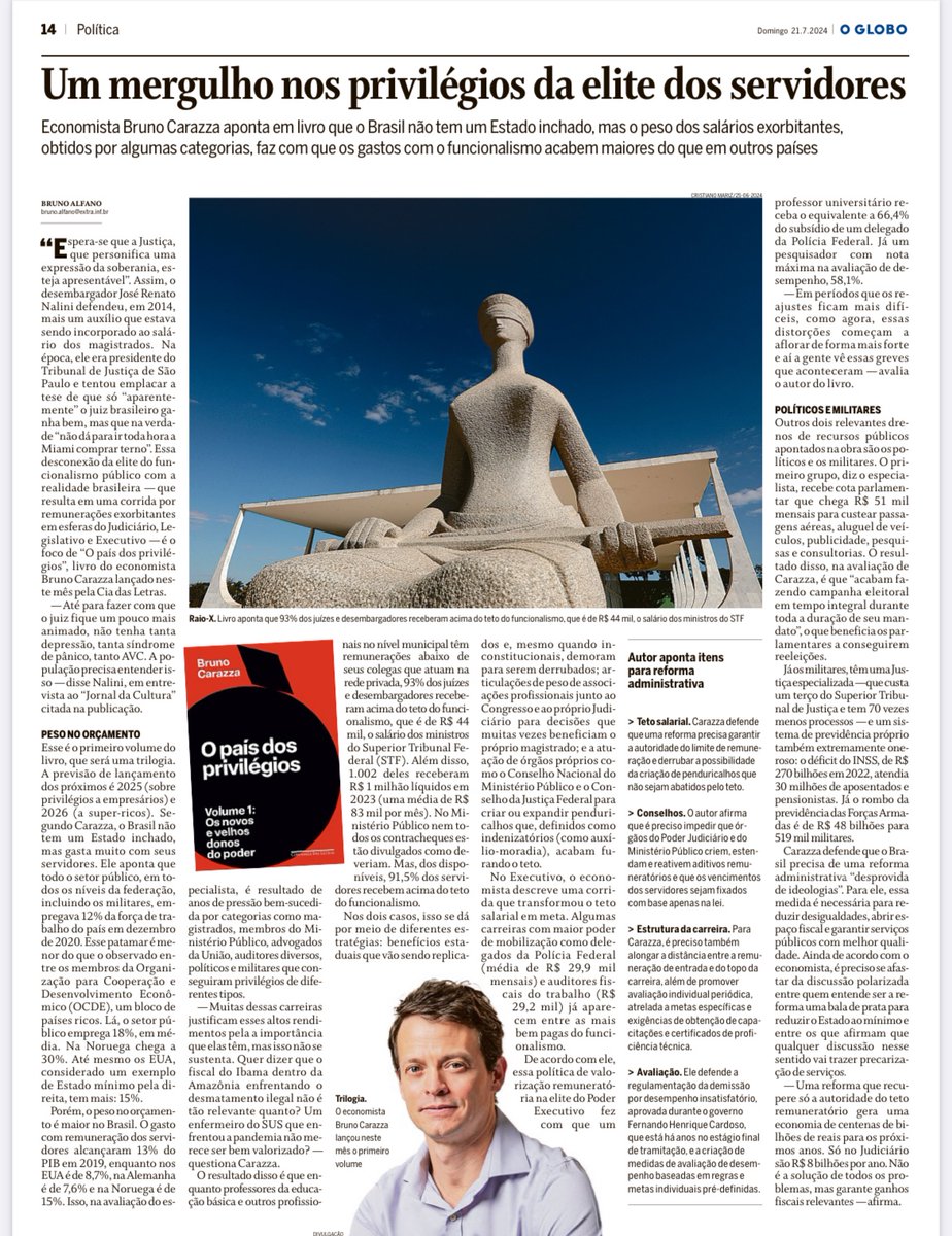 Destaque de página inteira para "O País dos Privilégios" no <a href="/JornalOGlobo/">Jornal O Globo</a> de hoje, em matéria de <a href="/BrunoAlfano/">Bruno Alfano</a>.

oglobo.globo.com/google/amp/pol…