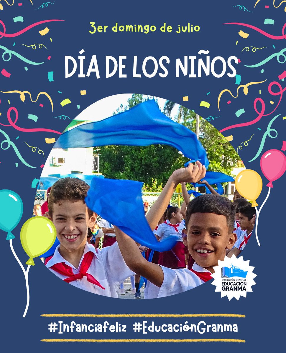 Muchas felicidades para todos los niños Granmenses en su día.
#InfanciaFeliz.

#EducaciónGranma 
#ProvinciaGranma
#CubaMined 
<a href="/YudelkisOrtizB/">Yudelkis Ortiz Barceló</a> 
<a href="/YanetsyTerry/">Yanetsy Terry Gutiérrez</a> 
<a href="/btan0987/">Naima Ariatne Trujillo</a> 
<a href="/ortiz_uriarte/">Manuel Abelardo Ortiz Uriarte</a>