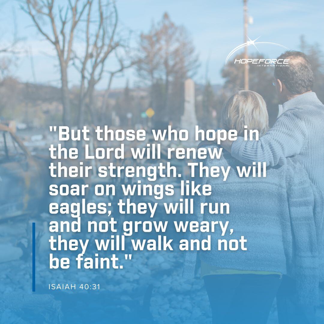 hopeforce's tweet photo. We look to the Lord to carry us through all of the tragedies that we witness in the world of disaster relief.

Not only are some jobs physically taxing, but coming alongside these families who have lost everything is emotional and heavy in every way.

He renews our strength 💙 https://t.co/0EoMVBKqVv
