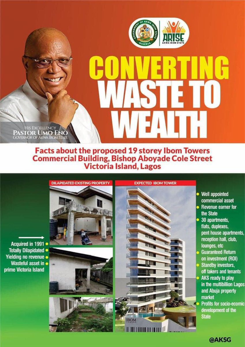 UwakDan's tweet photo. "We are not taking Akwa Ibom money anywhere. It is Akwa Ibom people that will work there. We have Akwa Ibom citizens in Lagos and Abuja. We are converting those buildings to commercial buildings. All will be sold. We will recover our money."

-Gov. Umo Eno https://t.co/8NrYFXPO4d