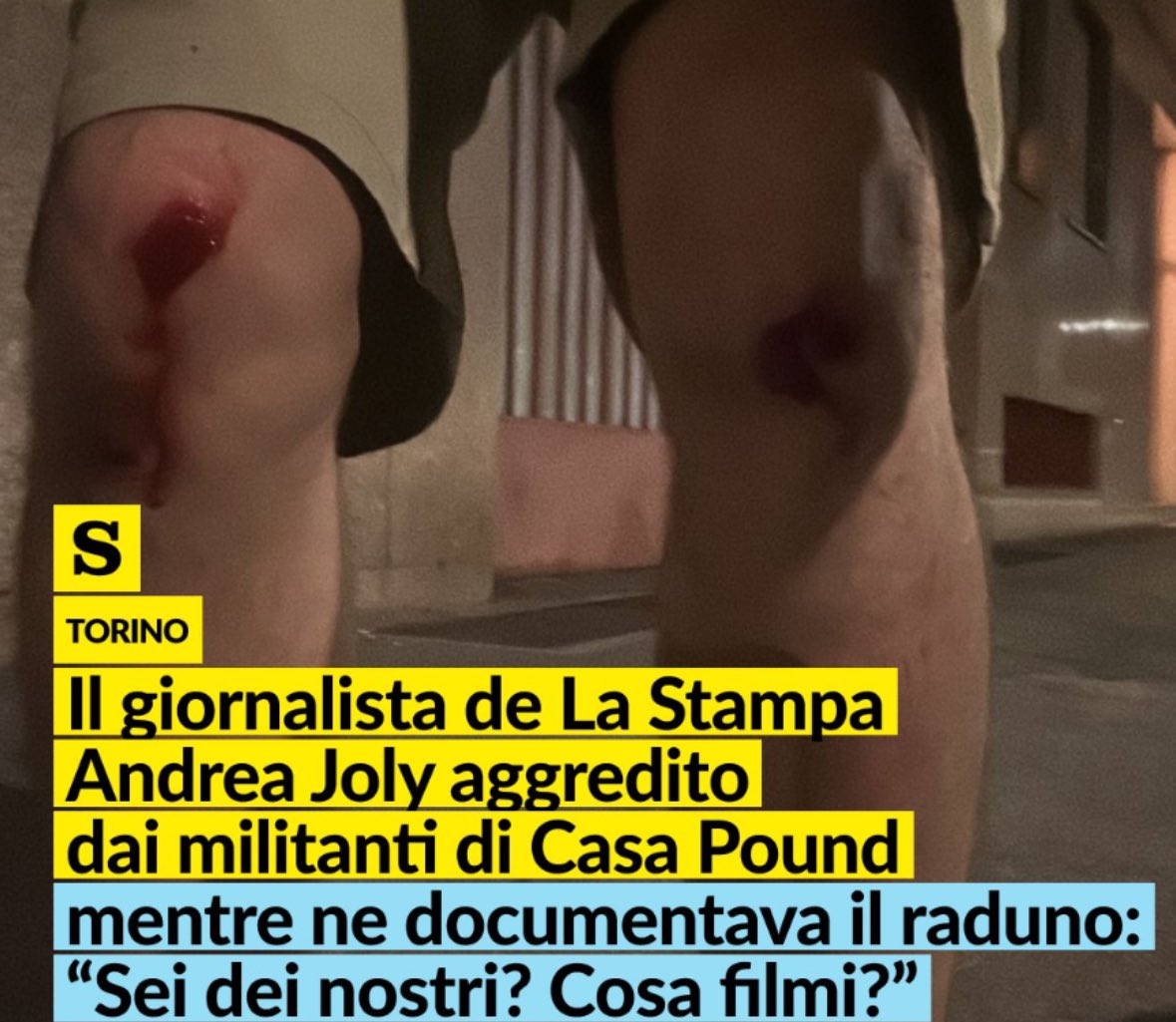 “Sei dei nostri?”. I “nostri” chi? Squadristi, #fascisti? No, noi siamo democrazia, voi siete schiuma della Terra. Solidarietà a <a href="/AndreaJoly_/">Andrea Joly</a> , collega de <a href="/LaStampa/">La Stampa</a>.