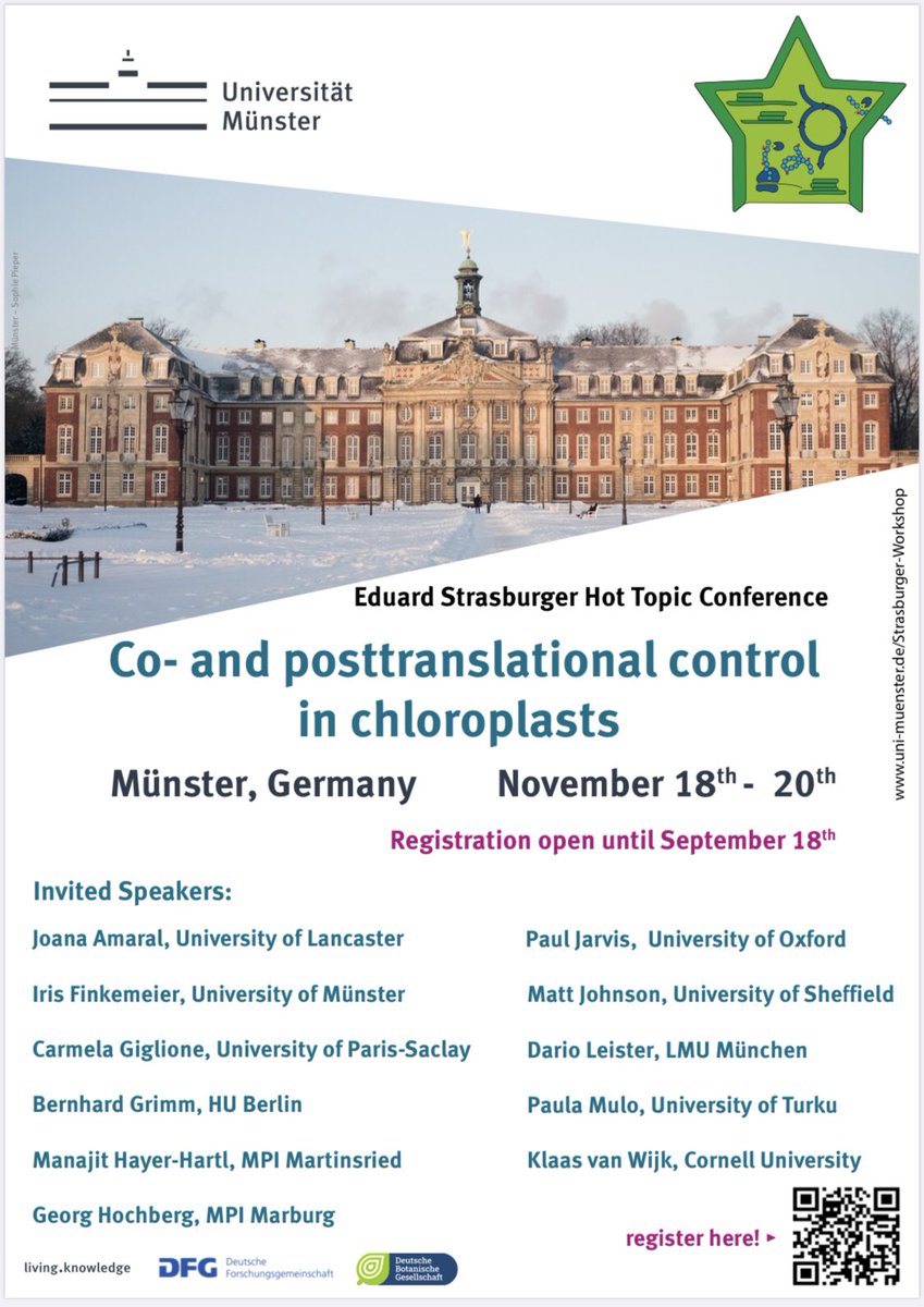 Finkemeier lab (@ifink_lab) on Twitter photo Registration is now open for our HOT 🌶️TOPIC 🌱Strasbuger conference on ‘Co- and posttranslational control in chloroplasts’. 18-20 Nov <a href="/uni_muenster/">Universität Münster</a> Great speakers and Free registration for ERCs. Please apply now! uni-muenster.de/Strasburger-Wo… <a href="/PlantSciDBG_en/">German Society for Plant Sciences (DBG)</a> please RT Registration is now open for our HOT 🌶️TOPIC 🌱Strasbuger conference on ‘Co- and posttranslational control in chloroplasts’. 18-20 Nov <a href="/uni_muenster/">Universität Münster</a> Great speakers and Free registration for ERCs. Please apply now! uni-muenster.de/Strasburger-Wo… <a href="/PlantSciDBG_en/">German Society for Plant Sciences (DBG)</a> please RT