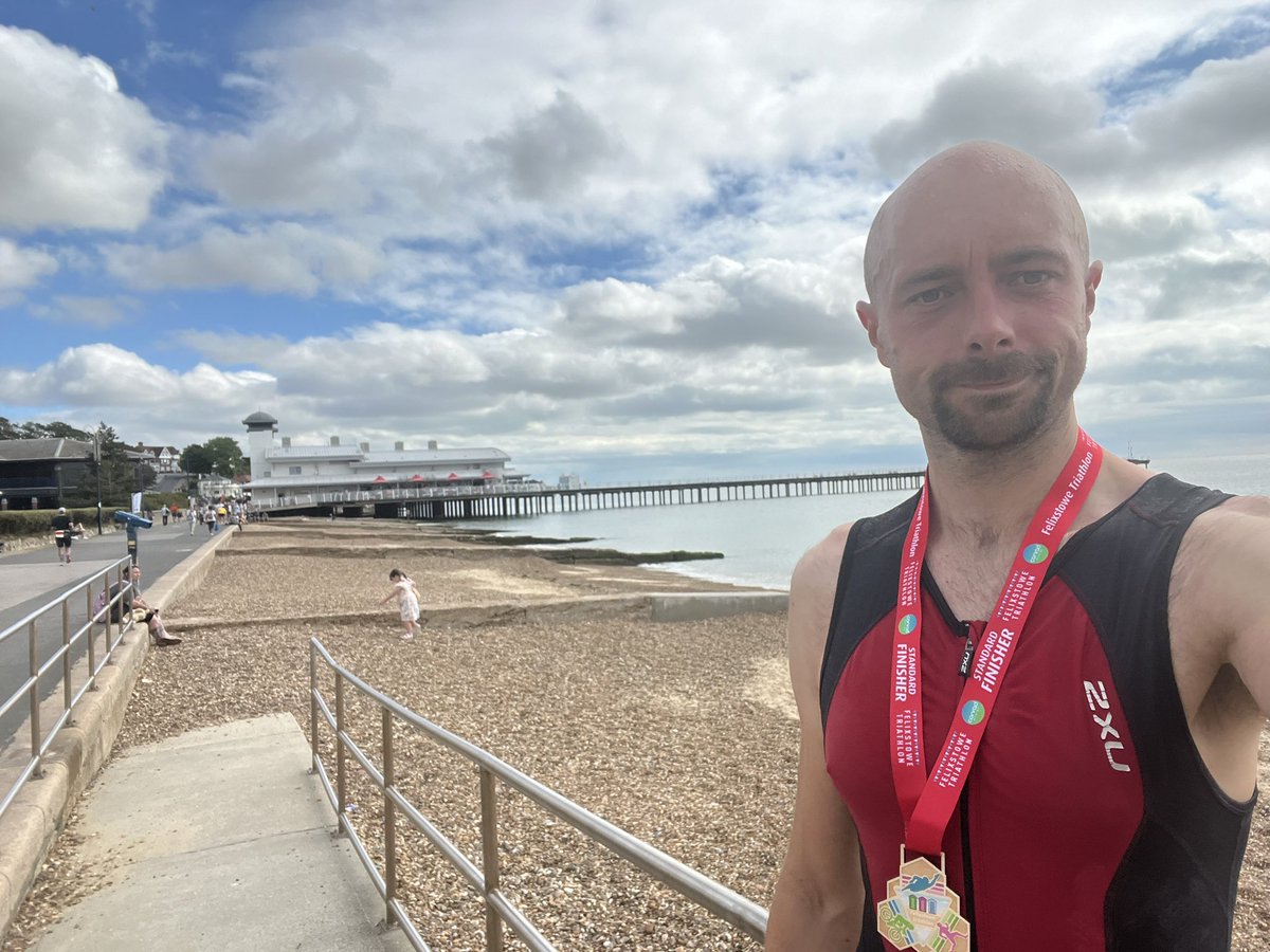 Completed the Felixstowe Triathlon (1.5km swim, 40km cycle, 10km run) in 2 hours 51 minutes 45 seconds