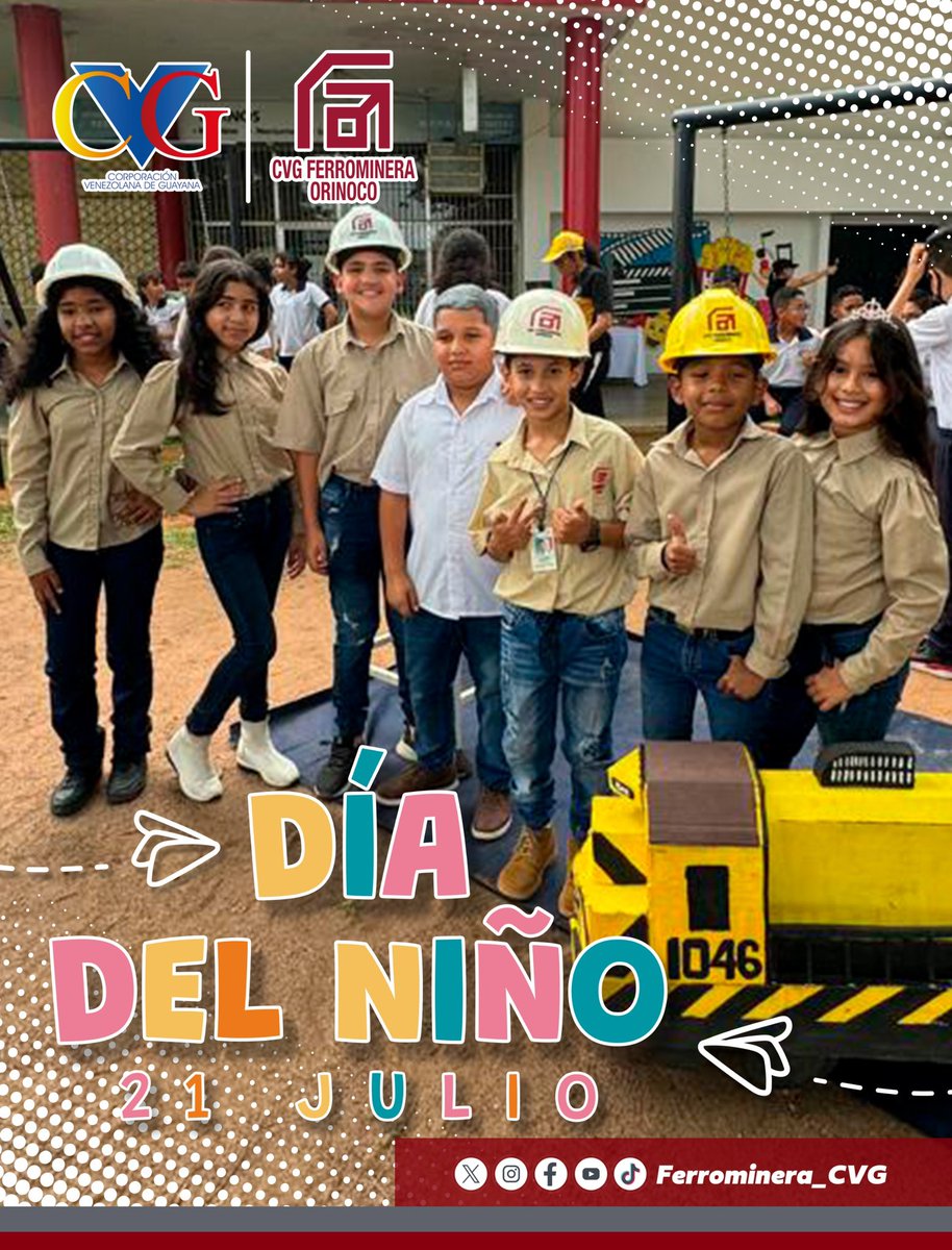 ¡Feliz día del niño para los gigantes de nuestro corazón! En especial para los ferromineritos, que representan el futuro de la industria del hierro, cada vez más sólida con el impulso del presidente Aldo Cantafio y el respaldo de la Junta Interventora de la CVG
