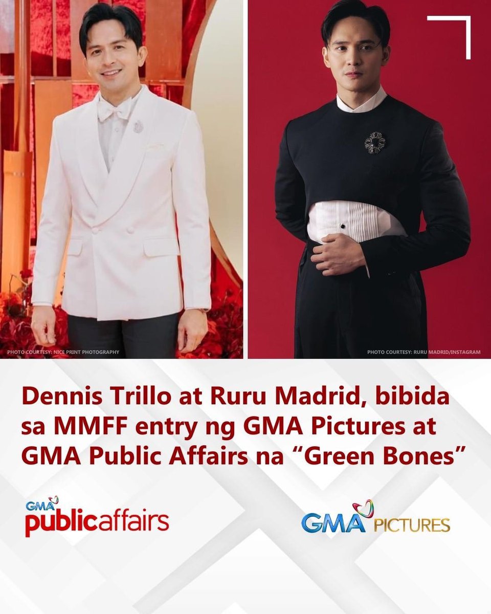 DENNIS TRILLO AT RURU MADRID SA METRO MANILA FILM FESTIVAL (MMFF)! 🌟

Ang #GreenBones ay isinulat ng National Artist na si Ricky Lee at ng MMFF 2023 Best Screenplay winner na si Anj Atienza, base sa orihinal na istorya ni JC Rubio. Sa direksiyon ni Zig Dulay. 

#MMFF2024