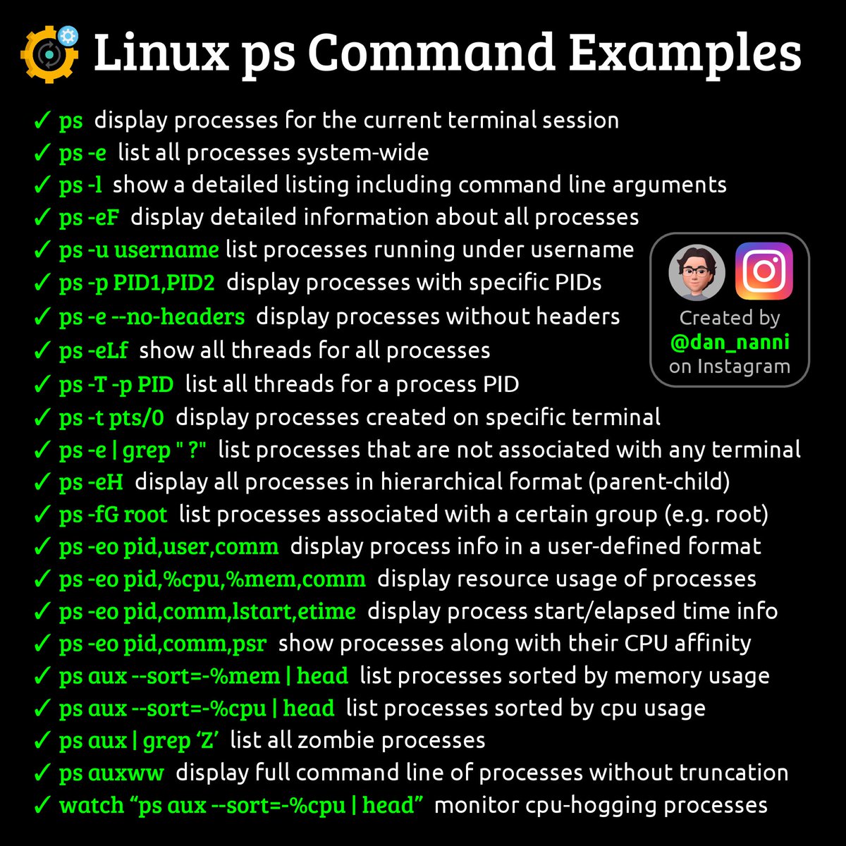 While “ps” is one of the most often used #linux commands, many of you may not fully utilize the command due to its complex and often confusing syntax. Here are a list of useful ps command examples 😎👇 #sysadmin #cybersecurity