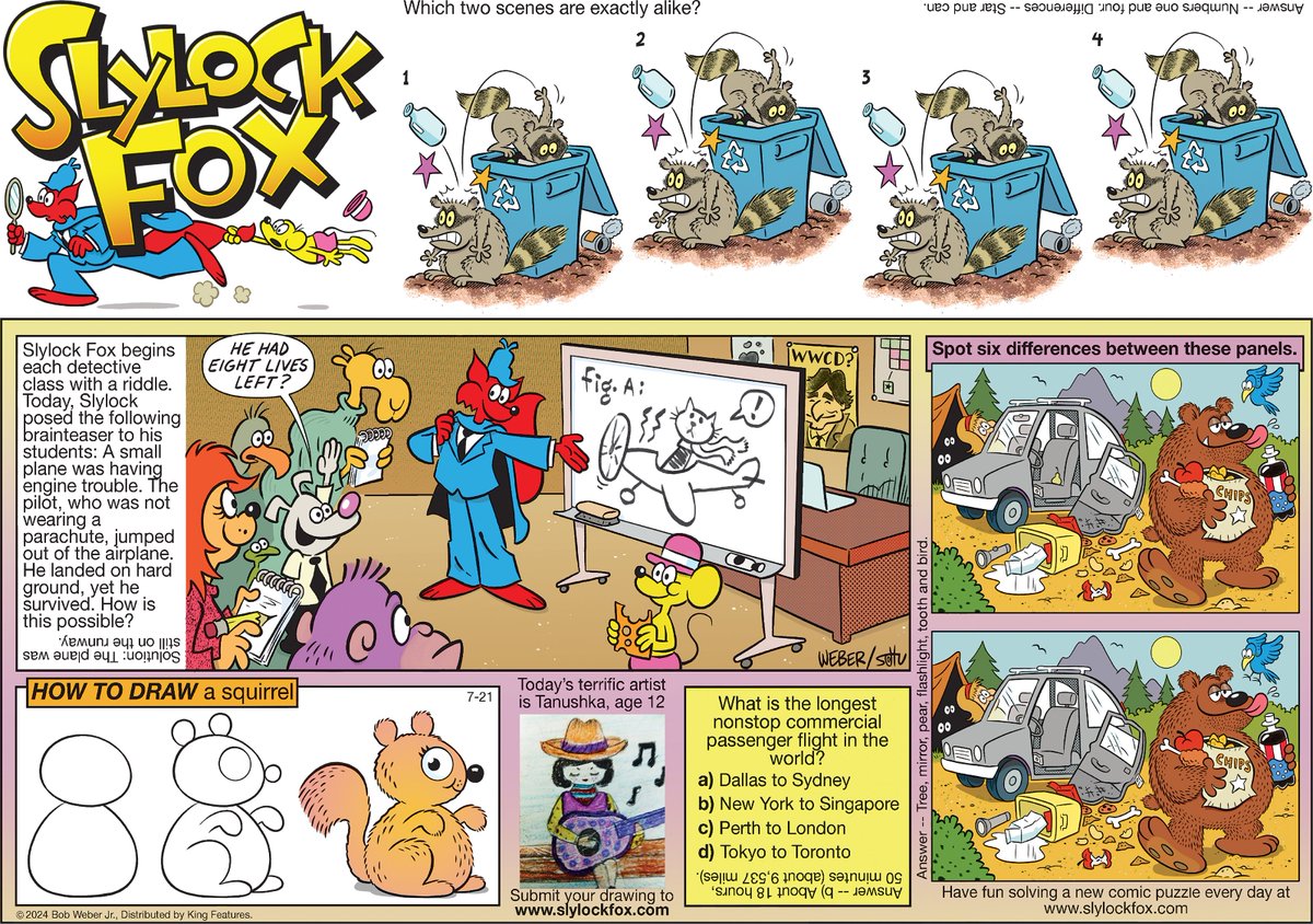 SlylockFox's tweet image. 07/20/2124 Slylock Fox by Bob Weber, Jr. #slylockfox #dailycomics #ComicsKingdom #comics #comicstrips