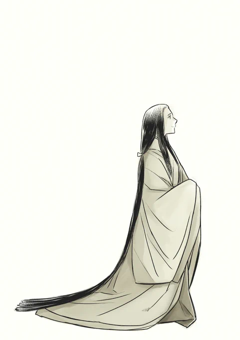 最早彼女の心を苛むものは何もなく、……最後まで自分を支え続けてくれた元気な友人は子供達のことに心残りはあるけれど、でも案外清しい御心で、顔を上げて旅立たれたのでは無いだろうか、定子さま#光る君へ#光る君絵 