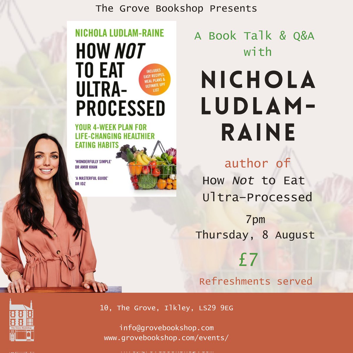 The Grove Bookshop (@grovebookshop) on Twitter photo If you're interested in healthy eating, we have a book talk and Q&A with expert dietician & author Nichola Ludlam-Raine (<a href="/nicsnutrition/">Nichola Ludlam-Raine</a>) on 'How Not to Eat Ultra-Processed' next month. Join us in the bookshop from 7pm on Thursday, 8 August. Spaces limited π If you're interested in healthy eating, we have a book talk and Q&A with expert dietician & author Nichola Ludlam-Raine (<a href="/nicsnutrition/">Nichola Ludlam-Raine</a>) on 'How Not to Eat Ultra-Processed' next month. Join us in the bookshop from 7pm on Thursday, 8 August. Spaces limited π