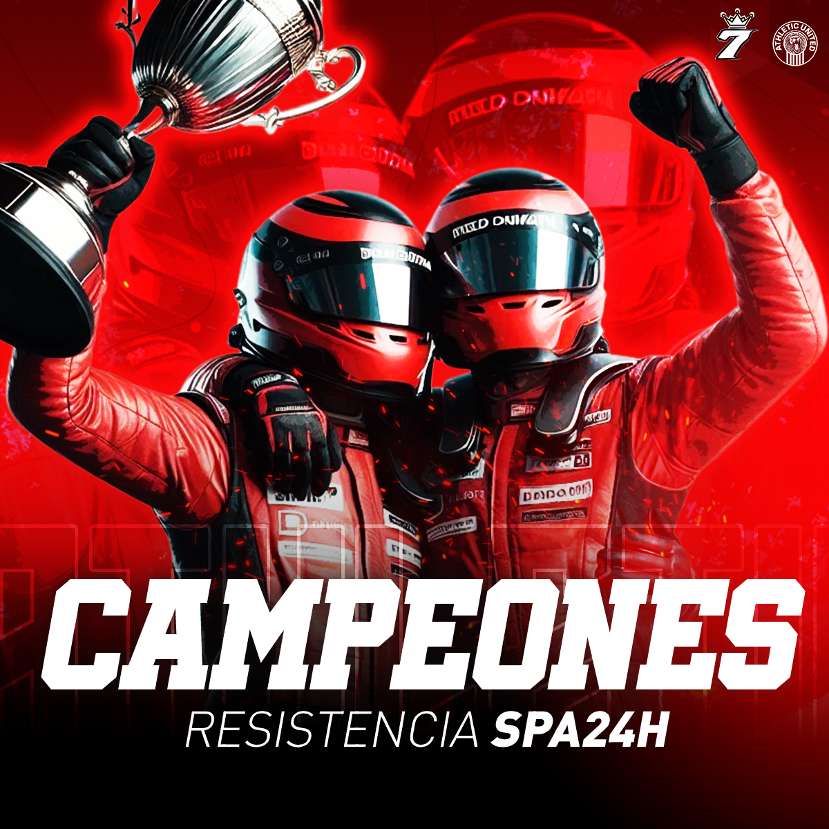YEEEEEEEEEES! Victoria épica en las 24 horas de Spa-Francorchamps!
 
Nuestros corredores de <a href="/iRacing/">iRacing</a>, CarlesAvi, Richinen, y su equipo compuesto por Mike y Pele, se llevan el primer lugar. 

¡Felicidades a todos! 👏