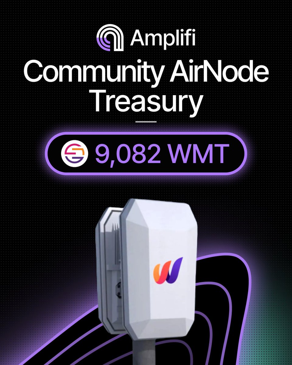 Community AirNode Acquisition Progress 📡📈

🟣 Amplifi AirNode Treasury: 9,082 WMT
🟣 Percentage of Portal 180 AirNode: ~19% (at today's WMT price)

Rewards generated from staking WMT with Amplifi will be used to invest in Community AirNodes. Once these Community AirNodes are