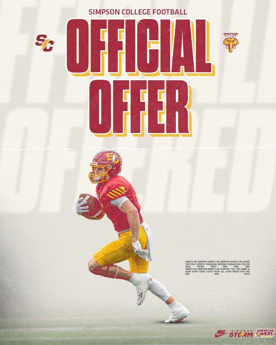 Alex Kerr (@alkerr1124) on Twitter photo After a great talk with <a href="/ReedHoskins/">Reed Hoskins</a> I have received my first offer from <a href="/scstormfootball/">Simpson Football ⚡️</a>!
<a href="/bobbywhiteT/">Robbie Aldinger</a> <a href="/ClearLakeFB/">Clear Lake Football ~ LOYAL TOUGH RELENTLESS</a> <a href="/CoachAaronStens/">Aaron Stensland</a> After a great talk with <a href="/ReedHoskins/">Reed Hoskins</a> I have received my first offer from <a href="/scstormfootball/">Simpson Football ⚡️</a>!
<a href="/bobbywhiteT/">Robbie Aldinger</a> <a href="/ClearLakeFB/">Clear Lake Football ~ LOYAL TOUGH RELENTLESS</a> <a href="/CoachAaronStens/">Aaron Stensland</a>
