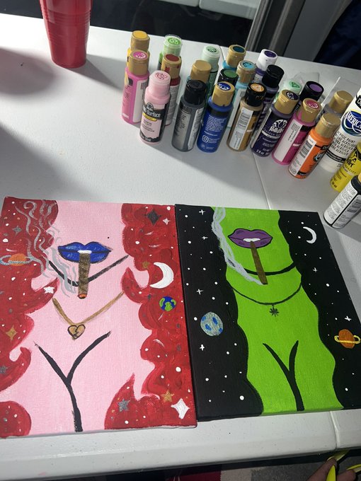 Had the best sip and paint last night with a friend it was so fun 🥰 https://t.co/OaVBeZzWzi