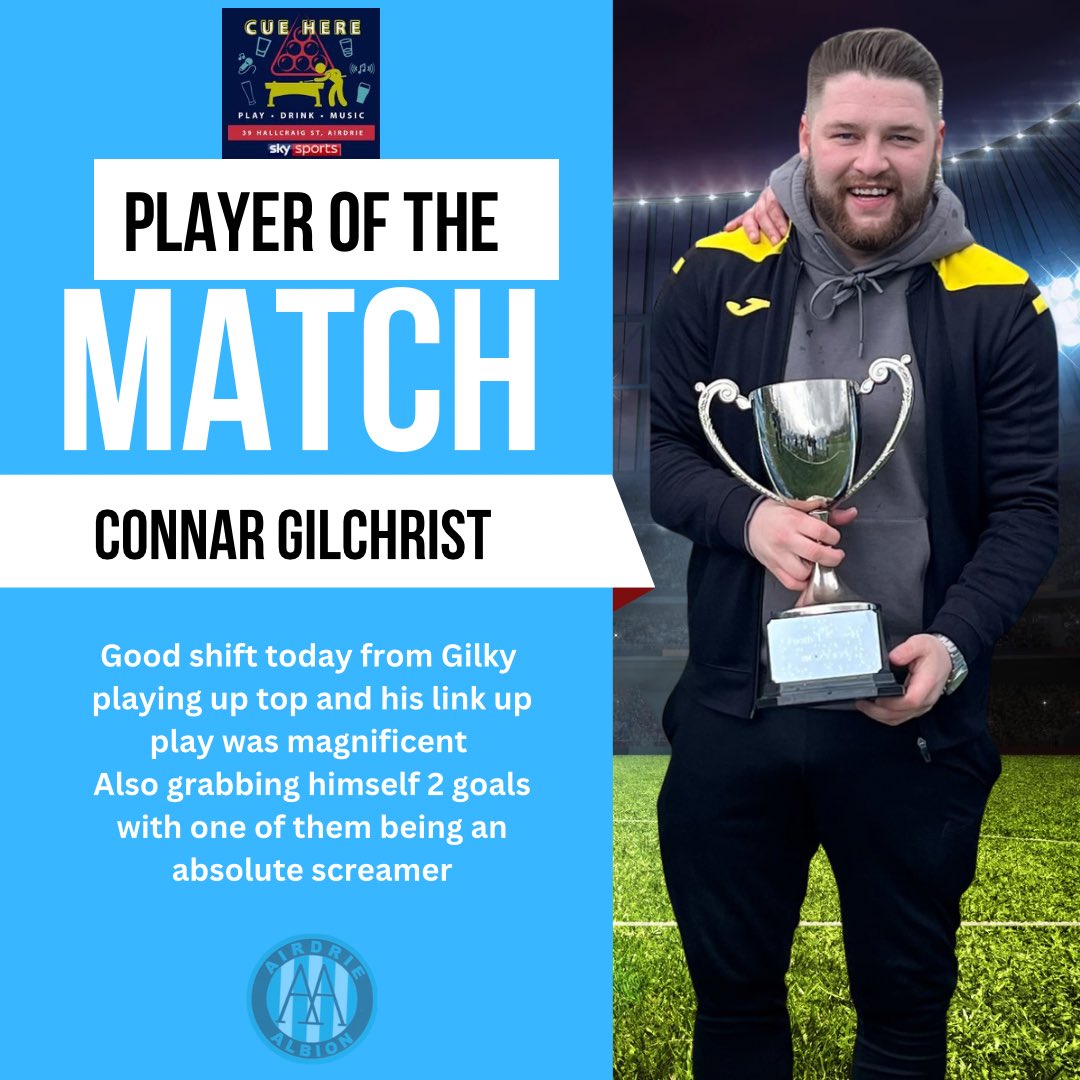 Airdrie Albion (@airdrie_albion) on Twitter photo 🤝🏻 FRIENDLY RESULT 🤝🏻
Played well today & more minutes under our belts as we have a few games left before the real stuff starts
Potm today was <a href="/connarG0/">Connar Gilchrist</a>
Goals from <a href="/connarG0/">Connar Gilchrist</a> ⚽️⚽️
<a href="/frew_barry/">Barry Frew</a> ⚽️⚽️ <a href="/RhyssArthur/">Rhys Arthur</a> ⚽️⚽️
<a href="/craigfraser24/">Craig fraser</a> ⚽️
#MTFA💙
<a href="/scottish_aff/">AmateurFixturesResultsSCO</a> 🤝🏻 FRIENDLY RESULT 🤝🏻
Played well today & more minutes under our belts as we have a few games left before the real stuff starts
Potm today was <a href="/connarG0/">Connar Gilchrist</a>
Goals from <a href="/connarG0/">Connar Gilchrist</a> ⚽️⚽️
<a href="/frew_barry/">Barry Frew</a> ⚽️⚽️ <a href="/RhyssArthur/">Rhys Arthur</a> ⚽️⚽️
<a href="/craigfraser24/">Craig fraser</a> ⚽️
#MTFA💙
<a href="/scottish_aff/">AmateurFixturesResultsSCO</a>