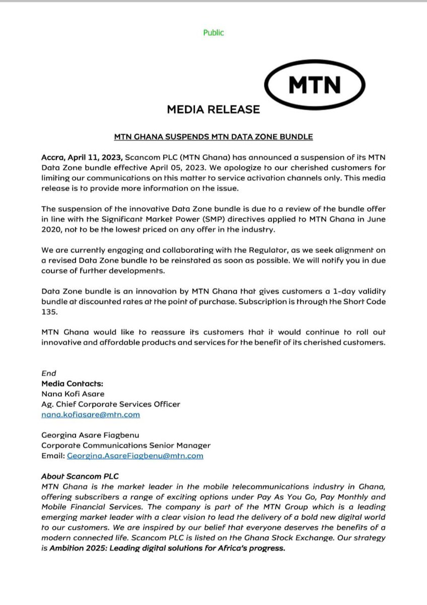 According to #mtnghana <a href="/MTNGhana/">MTN Ghana</a>