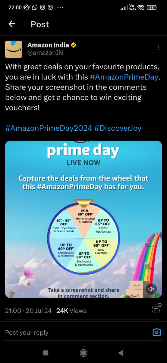 <a href="/amazonIN/">Amazon India</a> Captured my favourite deal 😍👌❤️

<a href="/amazonIN/">Amazon India</a>
#AmazonPrimeDay #AmazonPrimeDayDealsWheel 
#AmazonPrimeDay2024 #DiscoverJoy