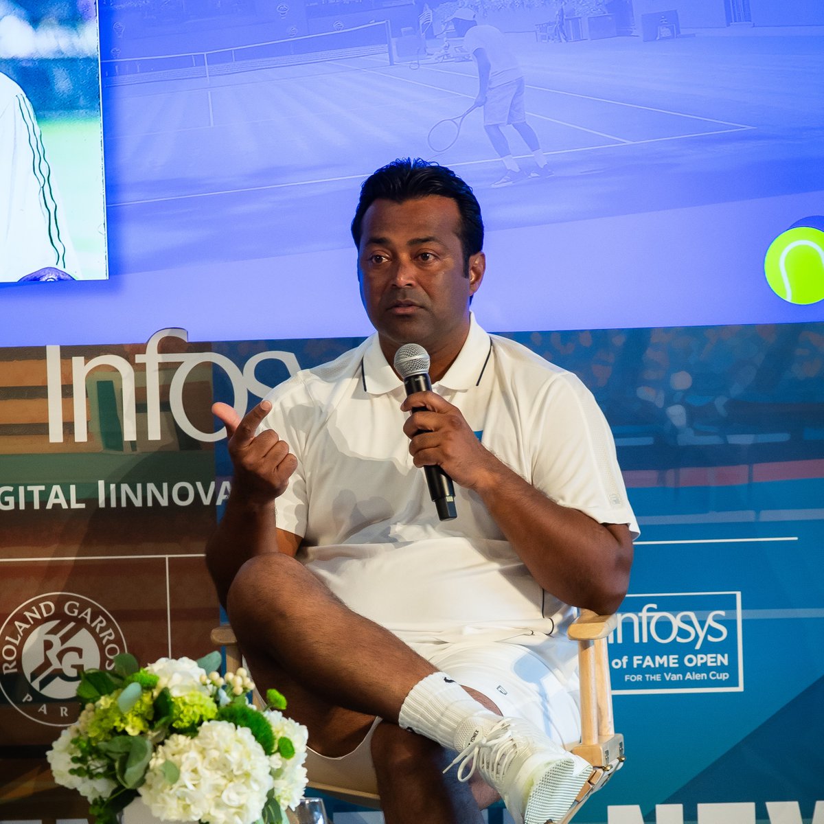Infosys's tweet image. “Infosys gave me the power and energy to fly high,” @Leander remarked at the Infosys Leadership Summit fireside chat today at @TennisHalloFame. It was an honor to host such a legend today!

#ITHFWithInfosys #ExperienceTheNext