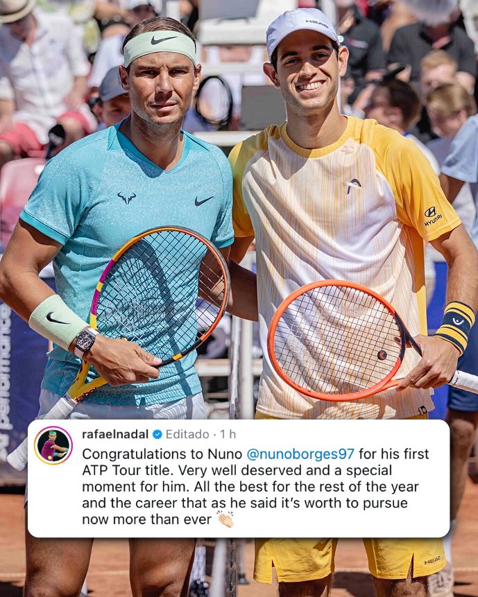 Nadal deixou uma mensagem a Nuno Borges após a final. Classe 👏