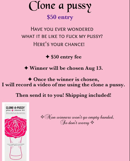 Imagine having a clone of my pussy to fuck?  Enter for your chance to win! https://t.co/1xCSam3bjj