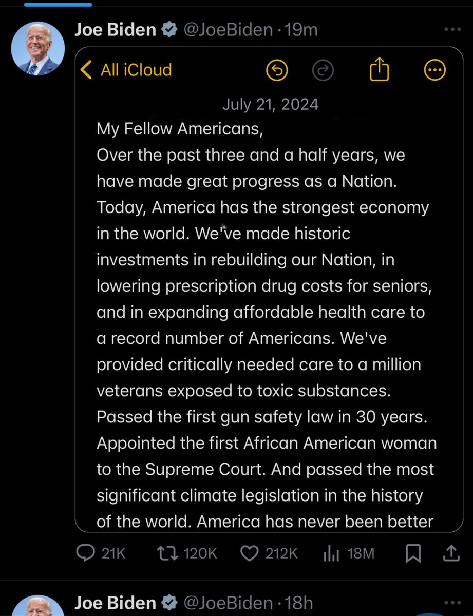DeerOnTheRocks's tweet image. Biden using the notes app to break the news is crazy, but clearly speaks to the youth