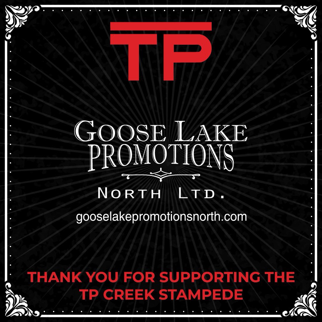 ✨GOLD BUCKLE SPONSOR✨

The Teepee Creek Stampede Association would like to thank Goose Lake Promotions North Ltd. for supporting the 2024 Teepee Creek Stampede

#gpab #grandeprairieab #tpstampede #tpcreek #northernab #peacecountry #rodeo #community