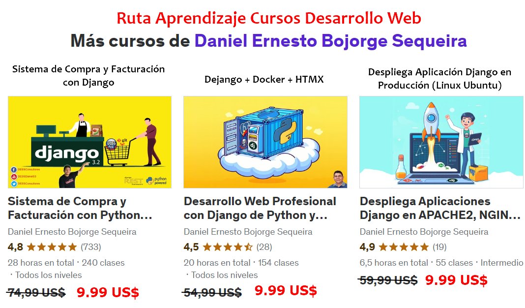 🔴Mejora tus habilidades | Desde 💰 USD 9.99 | 📅 Hasta 05 Agosto 2022 | #Desarrollo #Web con #Django de #python 🐍 y más 💪 <a href="/DEBSConsultores/">DEBS Consultores | Instructor | DBA & WebDev</a> <a href="/udemy_es/">Udemy en español</a> 👇 
 
👉 bit.ly/udemy-cursos-d…
🥇 #docker #gitlab #github #postgresql #deploy #CICD #cursos #OnlineLearning
