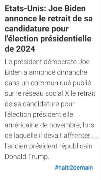 2t3mP's tweet photo. États-Unis: Joe Biden annonce le retrait de sa candidature pour l'élection présidentielle de 2024 https://t.co/IKjZrTHppN