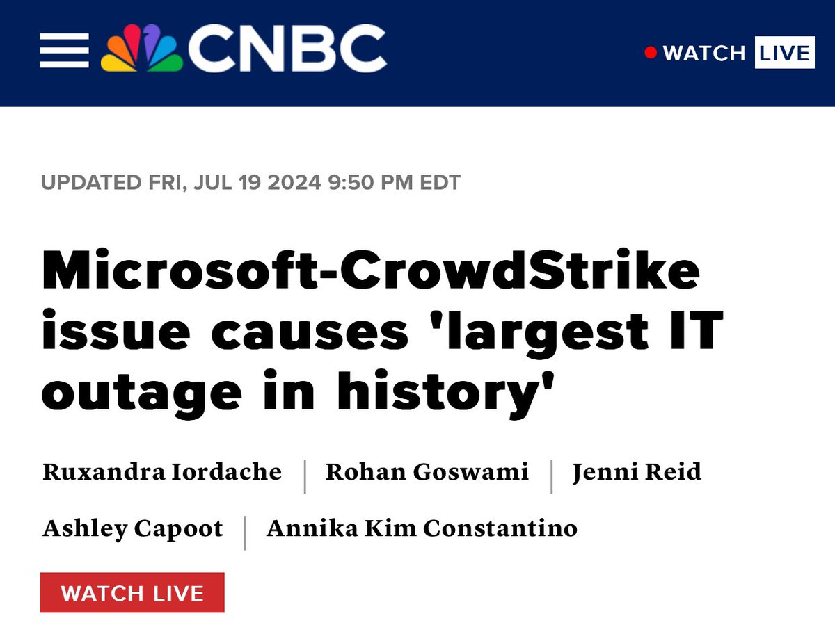 Dennis_Porter_'s tweet photo. The “largest IT outage in history” and yet, #Bitcoin was completely unaffected. 

Who would have thought that Microsoft would have been so good at showing the world the power of #Bitcoin. https://t.co/9g02UbMY52
