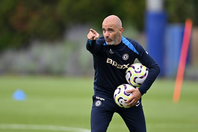 Enzo Maresca in pre-season training with Chelsea.