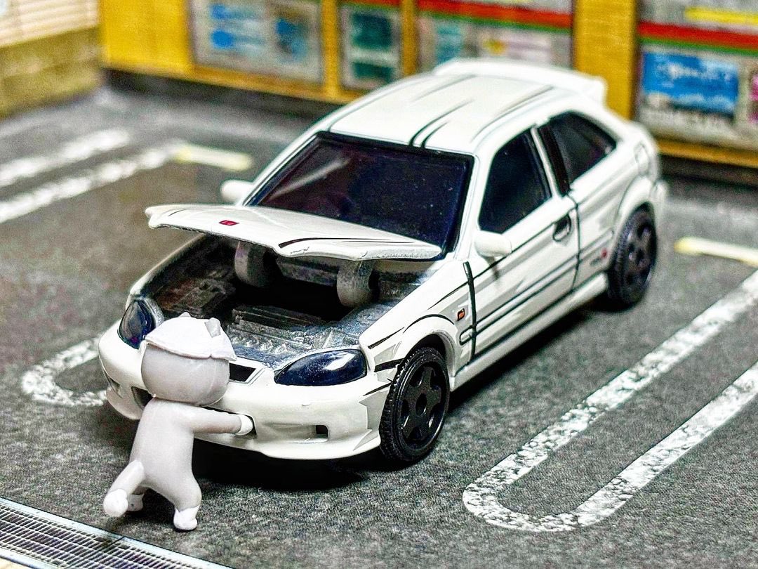 トミカ改造 ホンダ シビックEK9 ボンネット開閉 マジョレット