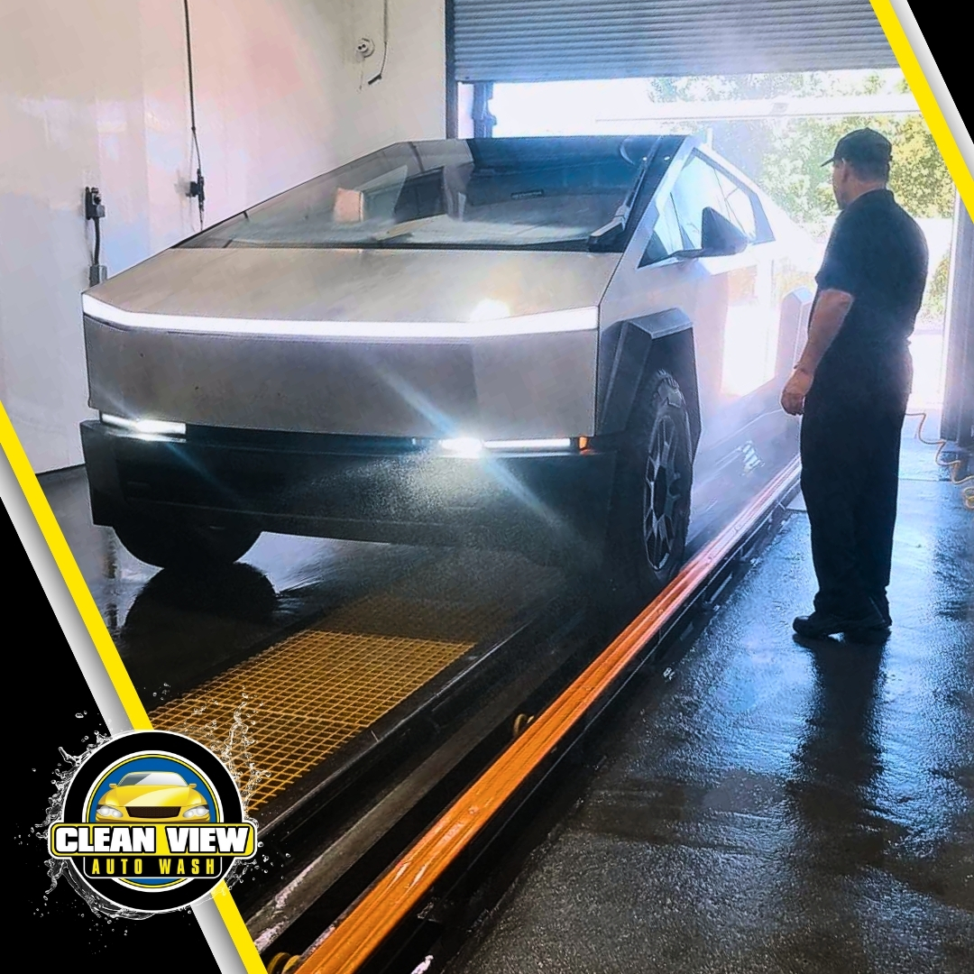 cleanviewauto's tweet image. Cyber Truck? No problem. Stop by anytime and we’ll have you shining! 🚙✨ #CleanViewAutoWash #ShineOn