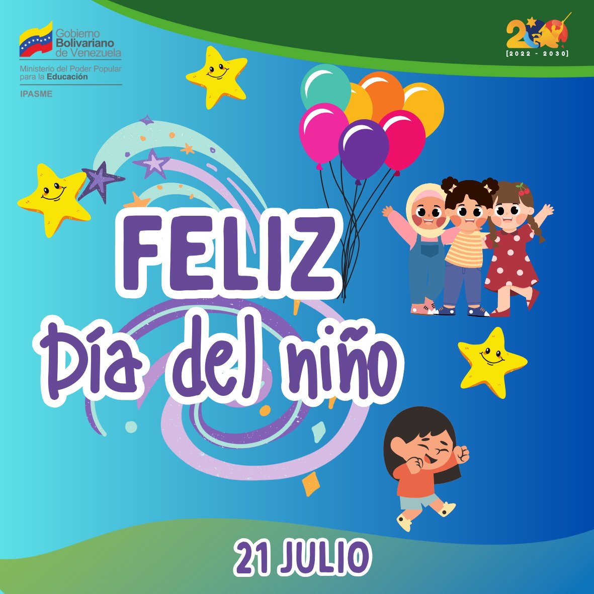 #Efemérides Día del Niño. Hoy domingo 21 de julio es propicia la ocasión para desear un Feliz Día del Niño; homenajear y  dedicar un tiempo de calidad a todos estos seres que llenan de alegría cada hogar.
<a href="/nicolasmaduro/">Nicolás Maduro</a>
<a href="/_LaAvanzadora/">Yelitze Santaella</a>