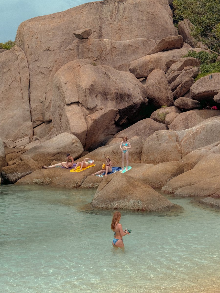 bjauntanywhere's tweet photo. เกาะนางยวน 🏖️🫧🤿  เกาะเล็กๆ ห่างจากเกาะเต่านิดเดียว คือถ้าใครไปเกาะเต่าก็ควรพ่วงไปนางยวนด้วยสักวันนึง นี่จองเรือแบบเดย์ทริปไปดำน้ำรอบเกาะเต่าแล้วเขาแวะให้เที่ยวที่นี่เกือบๆ 2 ชั่วโมง โอเคเลยนะ เล่นน้ำ อาบแดดหรือใครจะเดินขึ้นเขาไปดูวิวก็ได้หมด ช่วงนี้ฝรั่งเยอะมากกก ไวป์ดีไม่แพ้ต่างประเทศเลย