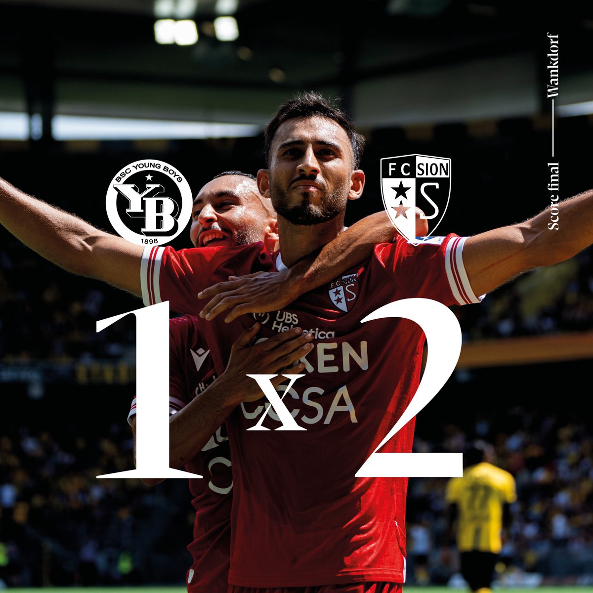 FCSion's tweet photo. 𝗩𝗜𝗖𝗧𝗢𝗜𝗥𝗘 ✅

Pour la première fois depuis bien longtemps, le FC Sion s’impose face à YB au Wankdorf ! 🔥

Rendez-vous à Tourbillon samedi soir. Les Sédunois accueillent le Lausanne-Sport. 😤

🗣 𝗔𝗹𝗹𝗲𝘇 𝗦𝗶𝗼𝗻 🔴⚪️

#Ensemble #Toujours https://t.co/dE8Vgid8uw