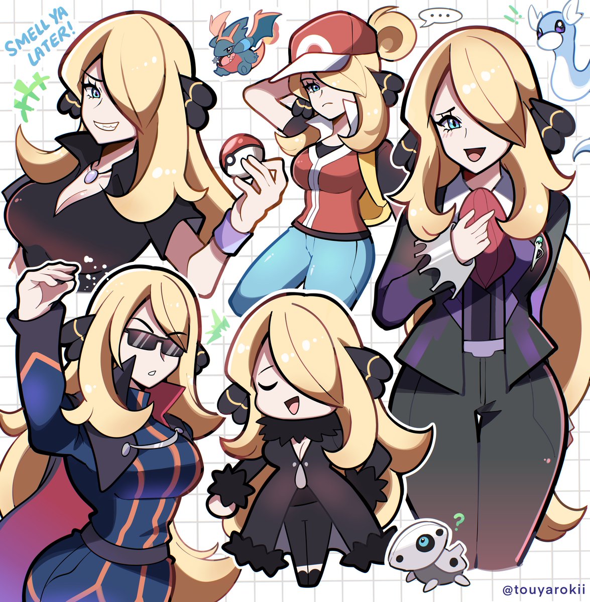 Touyarokii's tweet photo. When Cynthia dresses up like the other Pokemon Champions (part 1): https://t.co/BSbUFlcEjb